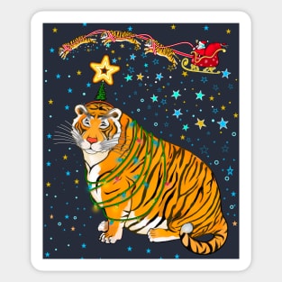 Tiger's Christmas tree and Santa/ Year of the Tiger /New Year 2022/ Tiger 2022 Sticker